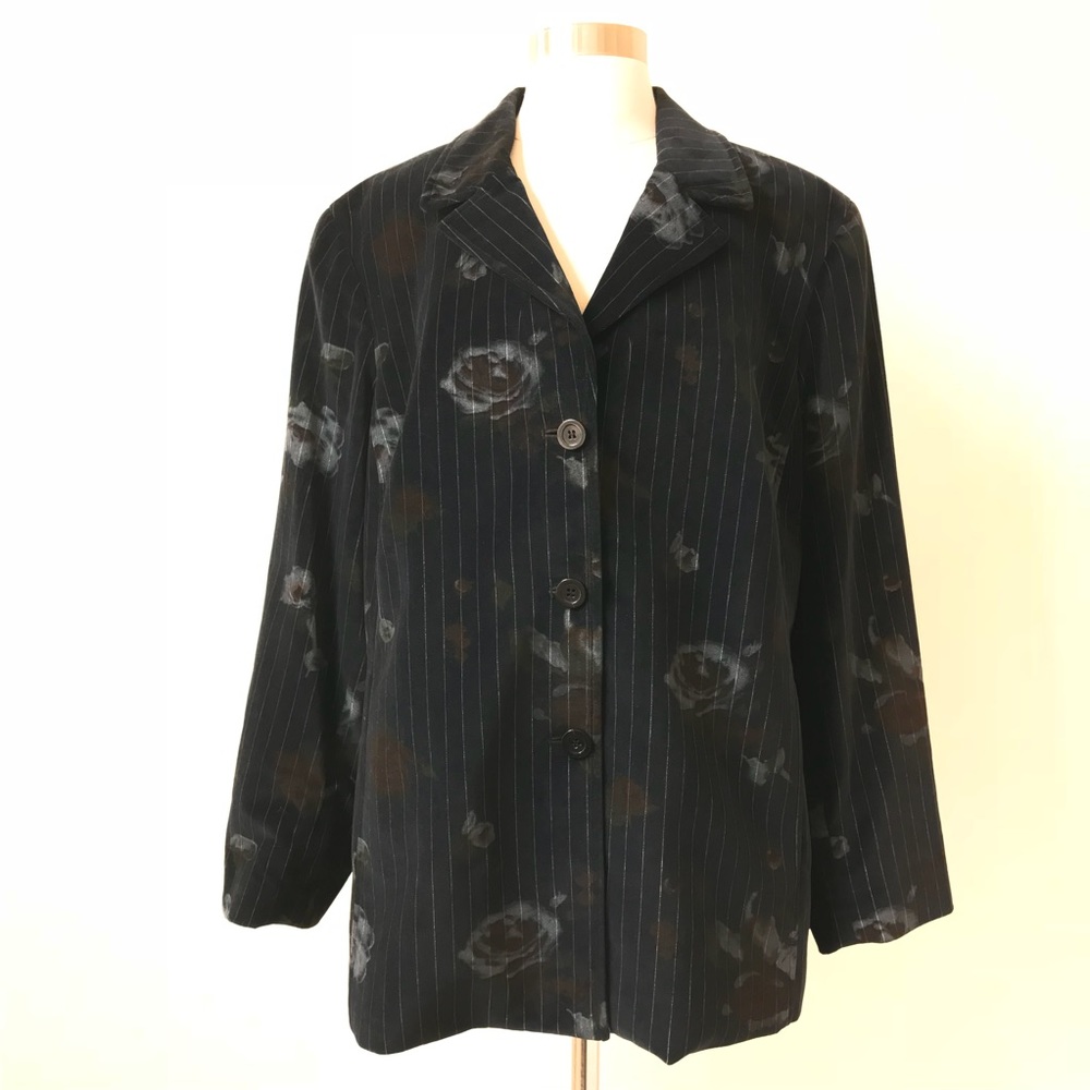 elana by Tanner Velvet Pinstripe Floral Blazer